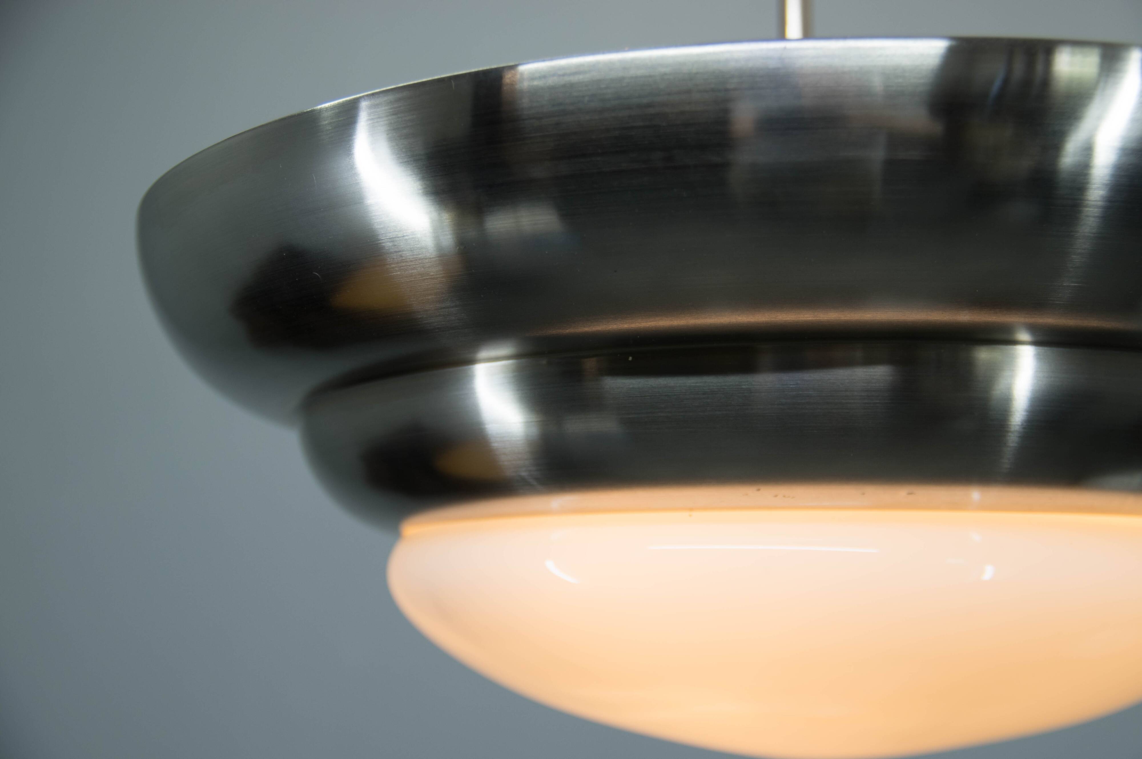 Rare Franta Anýž Nickel Chandelier, 1930s, Restored