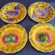 Dessert service of 12 barbotine plates, Sarreguemines, vintage