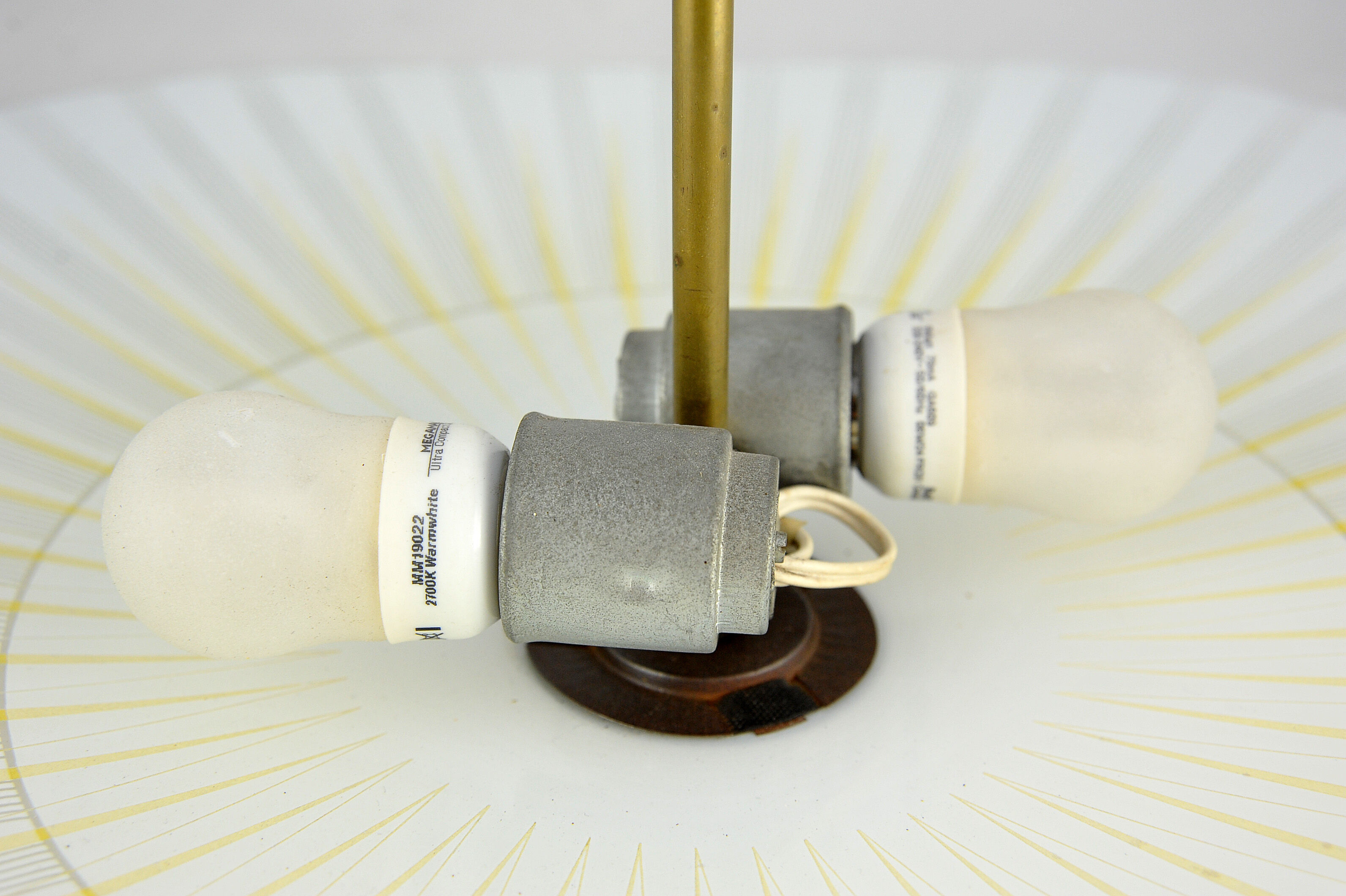 Hanging lamp glass and brass  60s vintage