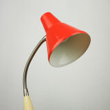 Adjustable Desk Lamp in Orange Painted Metal and Chrome-Plated Spiral Arm, 1970s