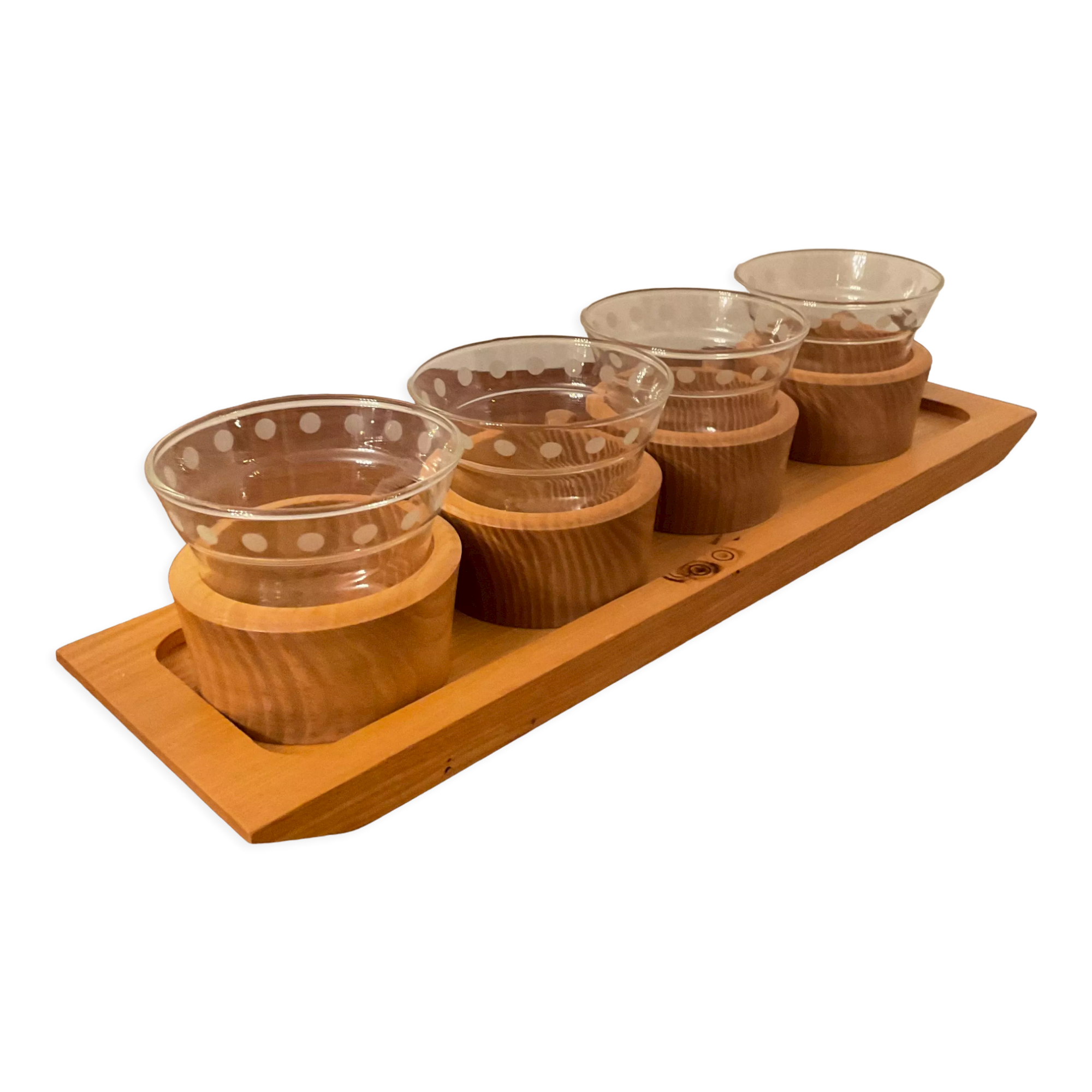 Scandinavian coffee set from the 70s made of wood