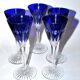 Lot de 5 verres Roemers Nelly en cristal taillé de Saint-Louis couleur bleu cobalt 1930