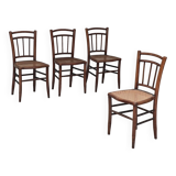 Set of 4 old Thonet style cane bistro chairs from the 1930s