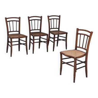 Set of 4 old Thonet style cane bistro chairs from the 1930s