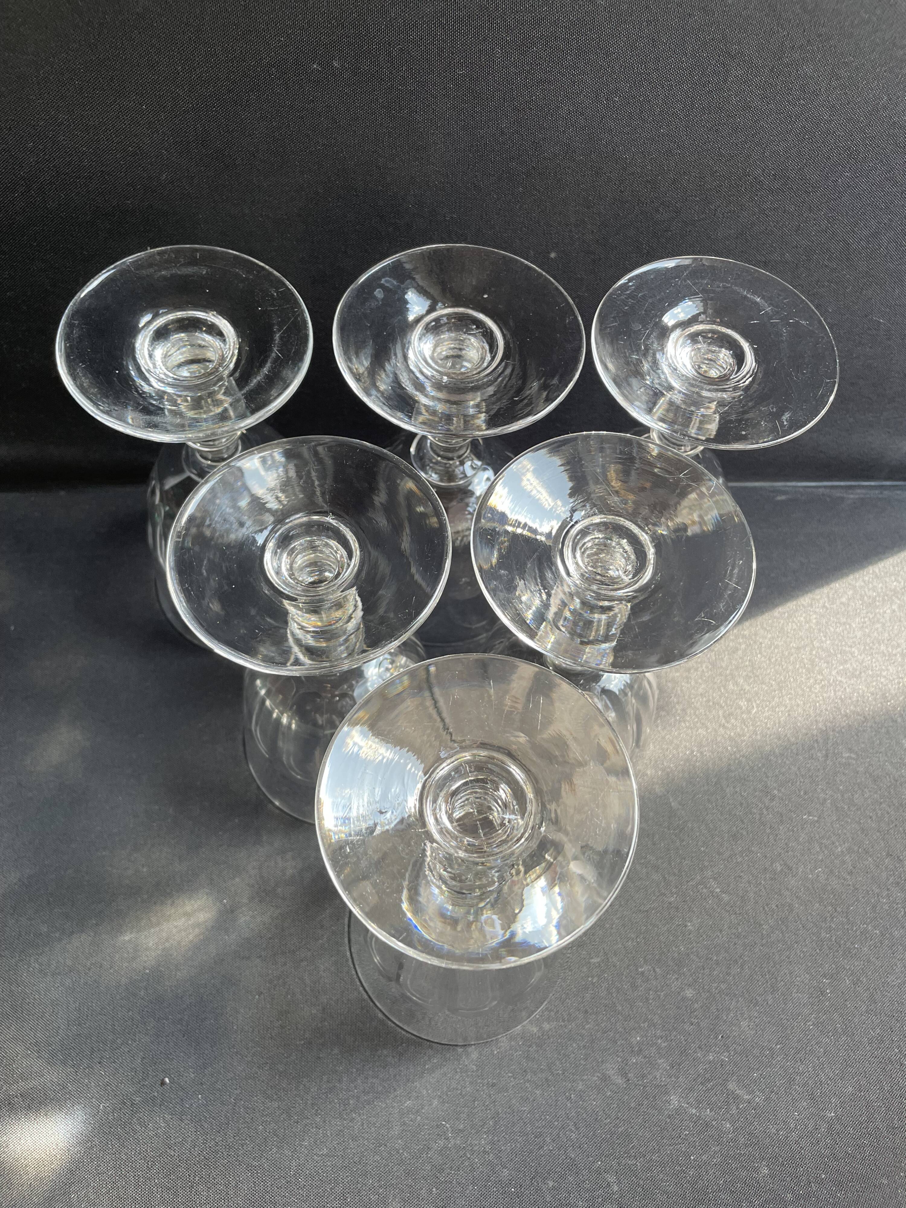 6 Baccarat Clermont 19th century wine glasses