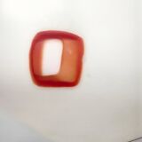 Floor Lamp with Vintage Encased Glass Shade with Red Geometrical Motifs, Italy