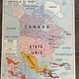Old map, school educational poster, double-sided school