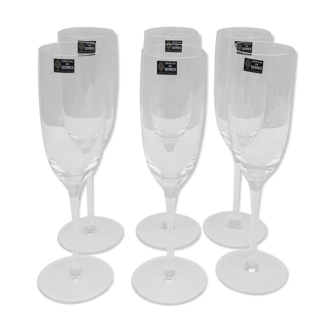 6 champagne flutes stamped Cristal de Sèvres model André Chenier never served