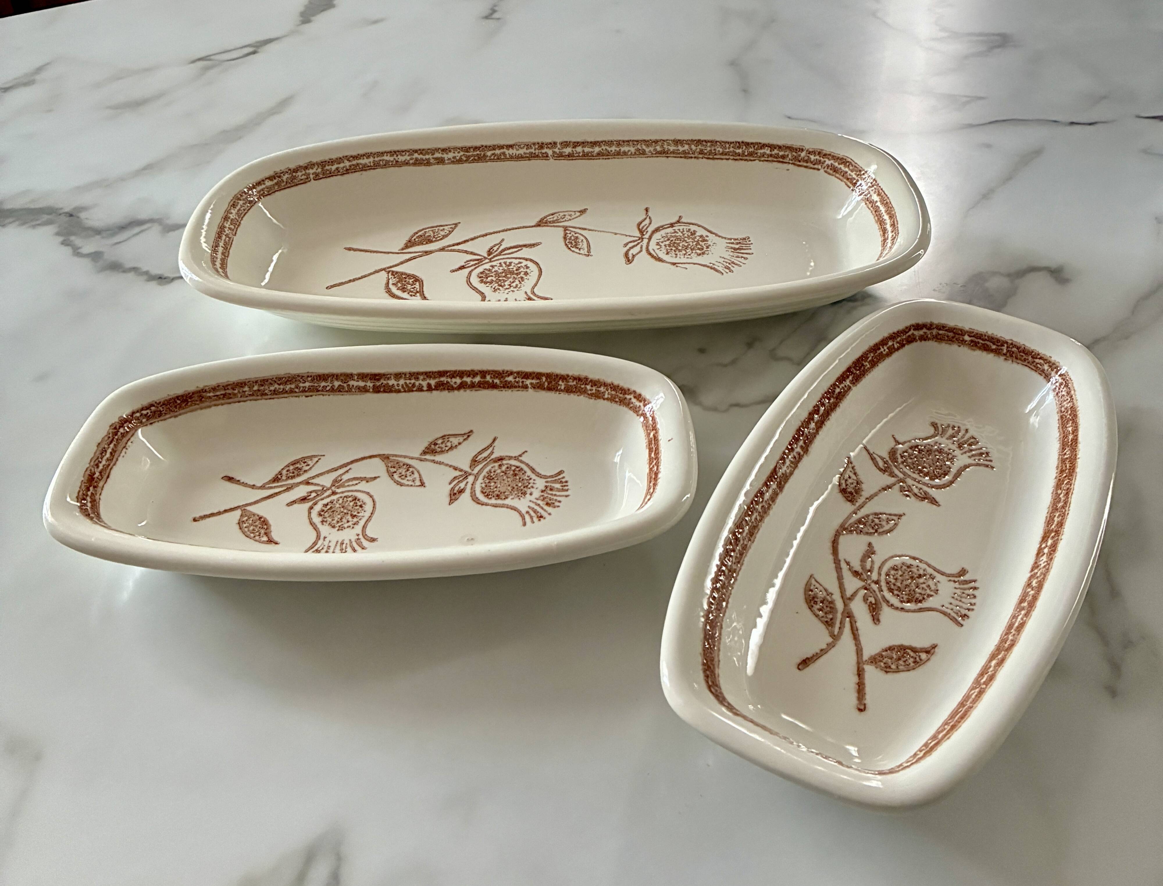 Lot 3 plats céramique vintage chardons
