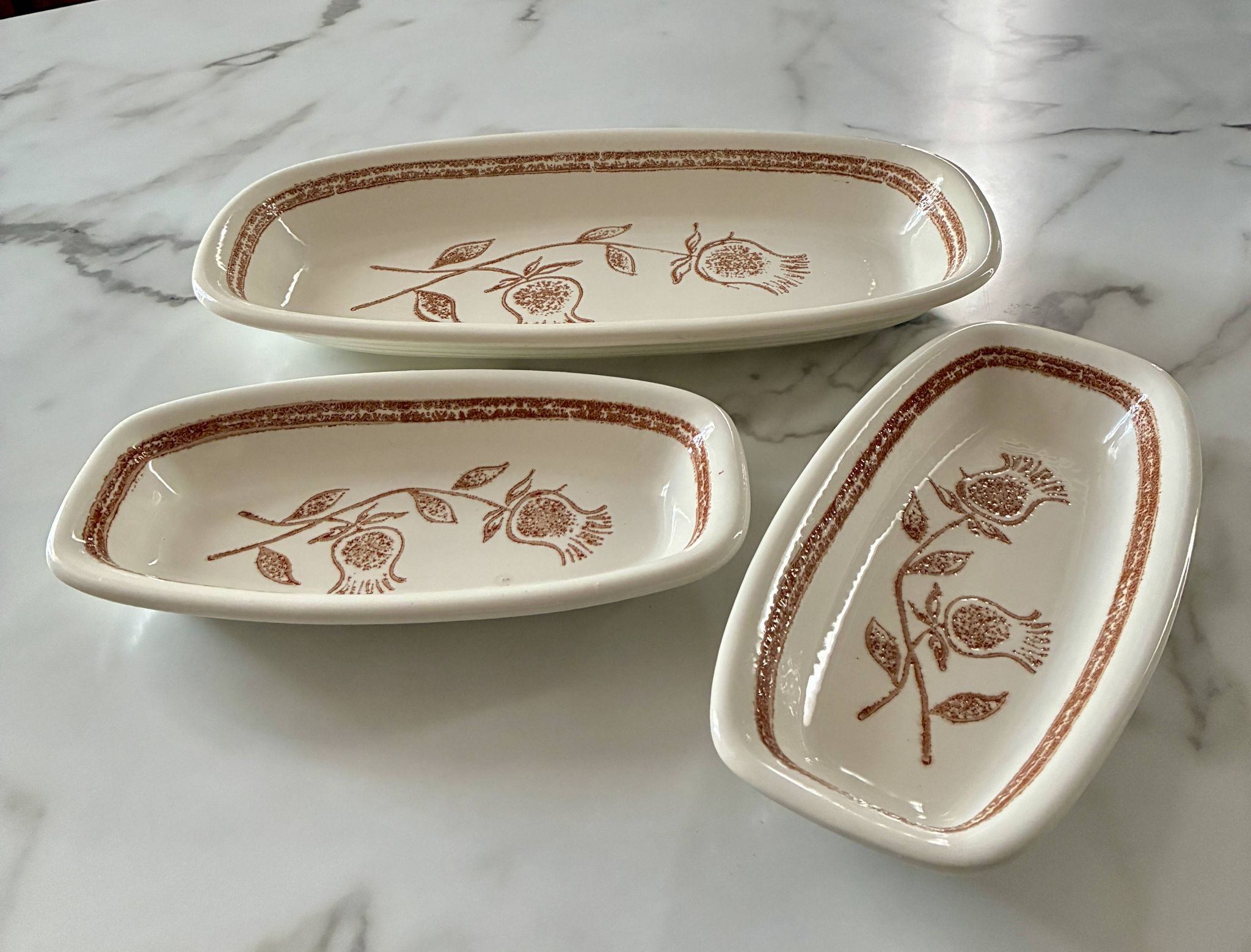 Lot 3 plats céramique vintage chardons
