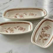 Lot 3 plats céramique vintage chardons