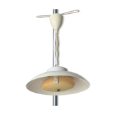 Vintage white metal pendant light - up and down system - Space Age Design