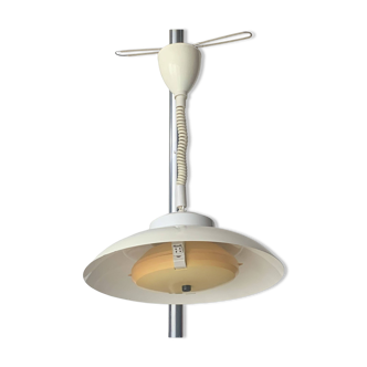 Vintage white metal pendant light - up and down system - Space Age Design