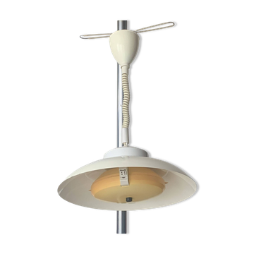 Vintage white metal pendant light - up and down system - Space Age Design