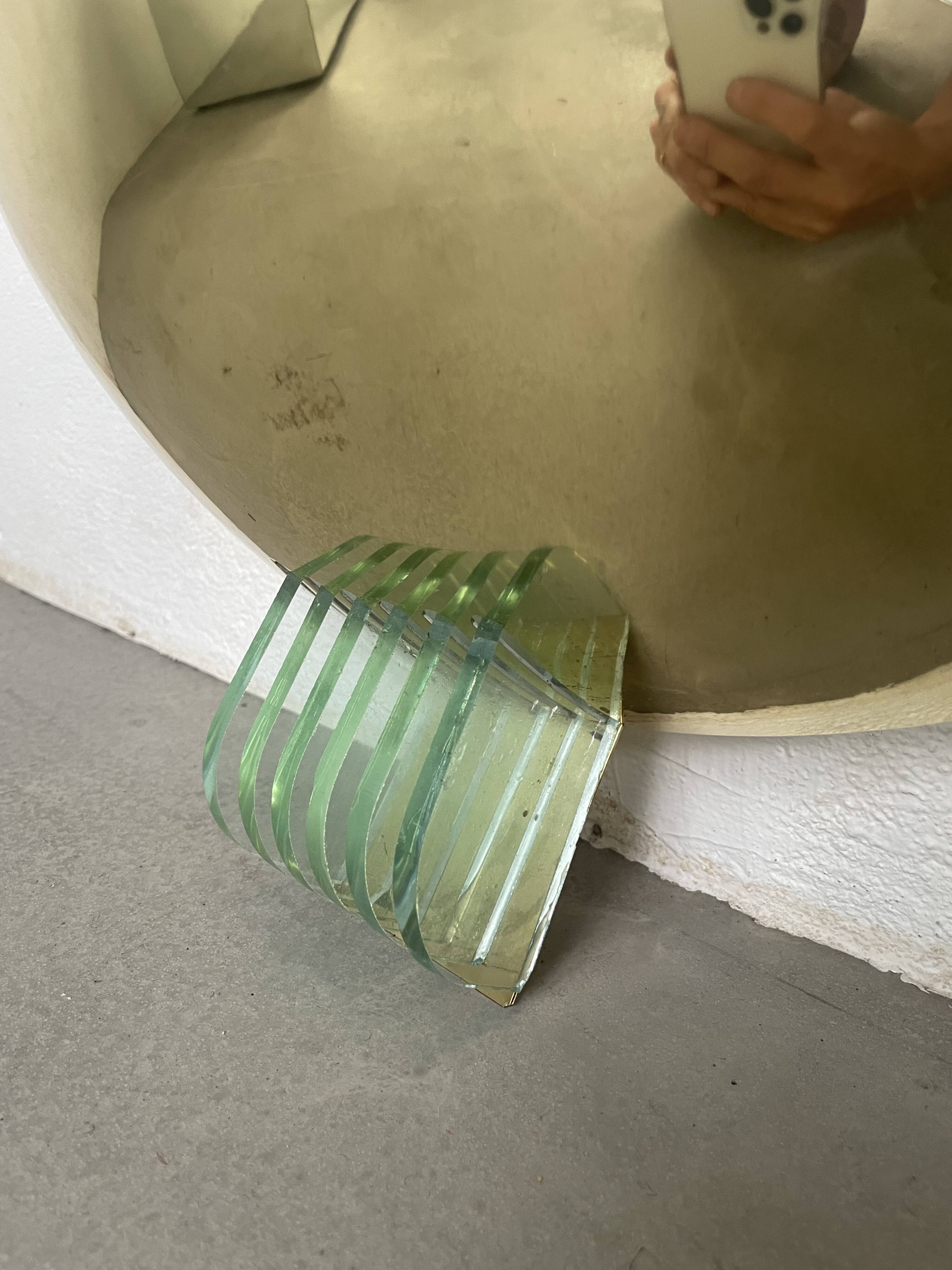 Pair of brass and art deco glass wall lights SCE