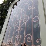 Porte d’entrée 264x99cm ancienne noyer chêne grille fer forgé panneau vitré