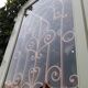 Entrance door 264x99cm old walnut oak wrought iron grille glass panel