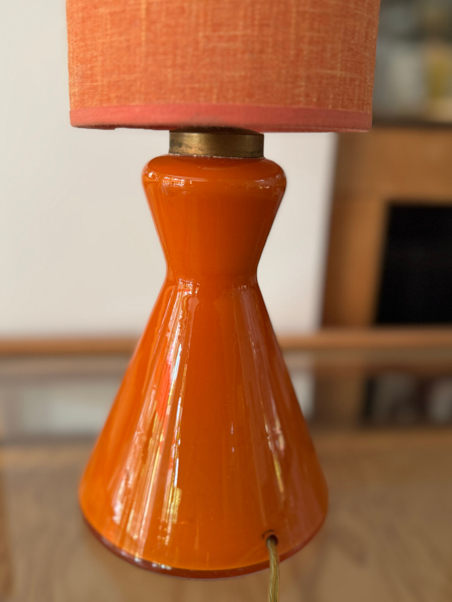 Lampe opaline diabolo orange
