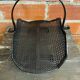 Vintage Black Perforated Sheet Metal Log Holder for Old Fireplace #D6