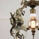 Vintage Patinated Bronze Figural Pendant Lamp