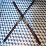 Paire de skis anciens en bois L=200cm