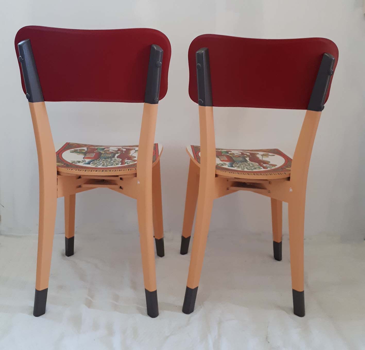 Pair of vintage kitchen chairs completely revamped