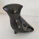 Engraved black ceramic owl signed Mexico