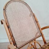 Rocking-chair cannage et assise tapissée