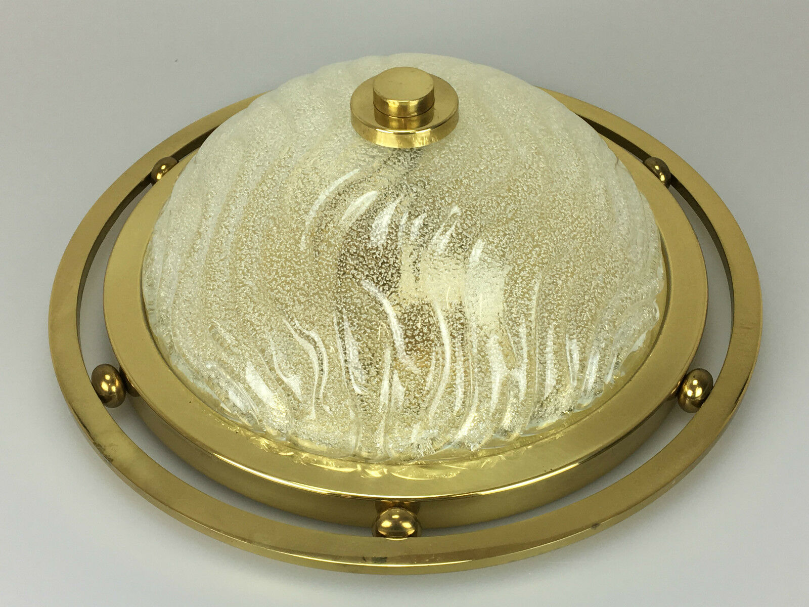 60s 70s Lamp Luminaire Plafoniere Flush Mount Ice Glass Space Age Design