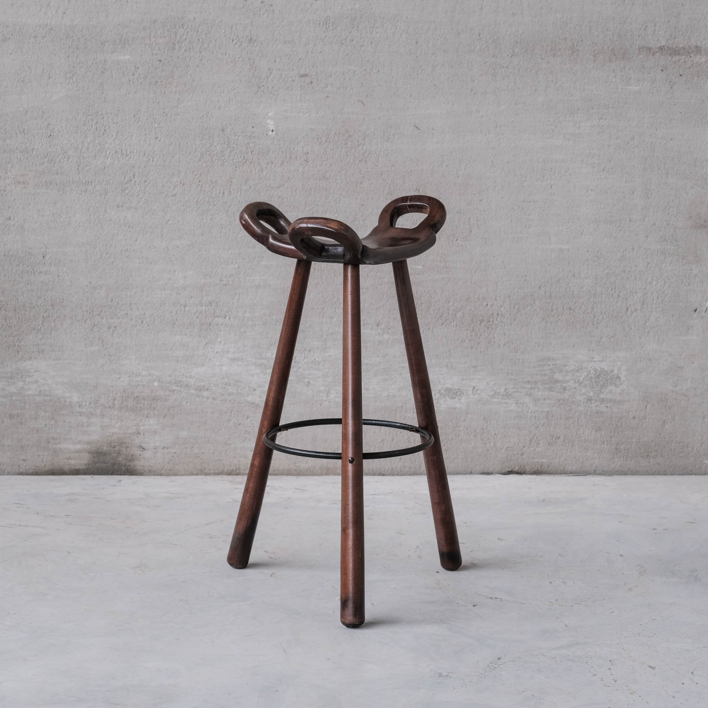 Brutalist Mid-Century 'Marbella' Bar Stool (2 Available)