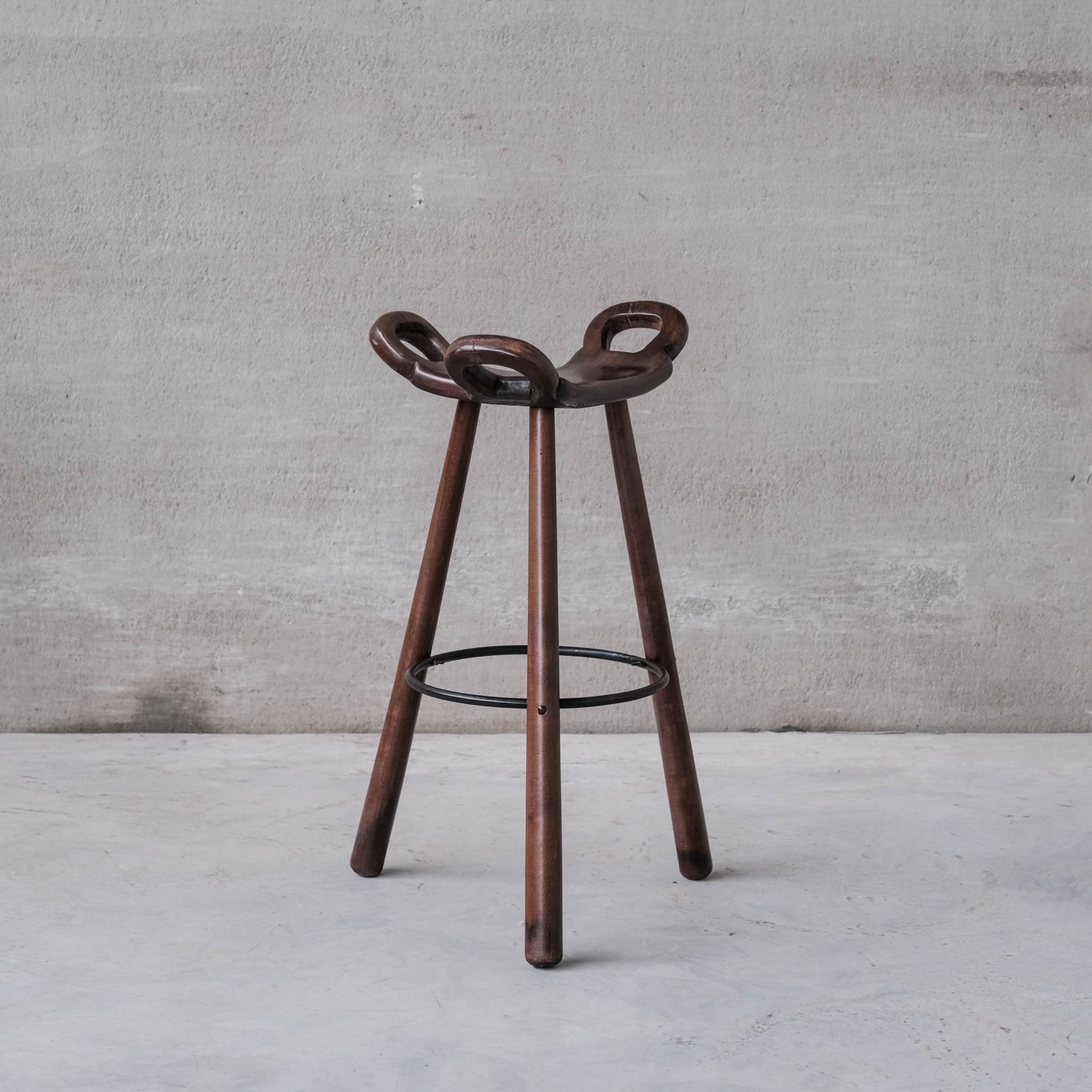 Brutalist Mid-Century 'Marbella' Bar Stool (2 Available)