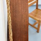 Vintage Italian Teak Round Mirror from the 70s