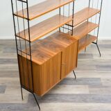 Shelf on feet, black metal ladders, 60s