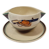 HB Quimper sauce boat, j.Lachaud, 1920