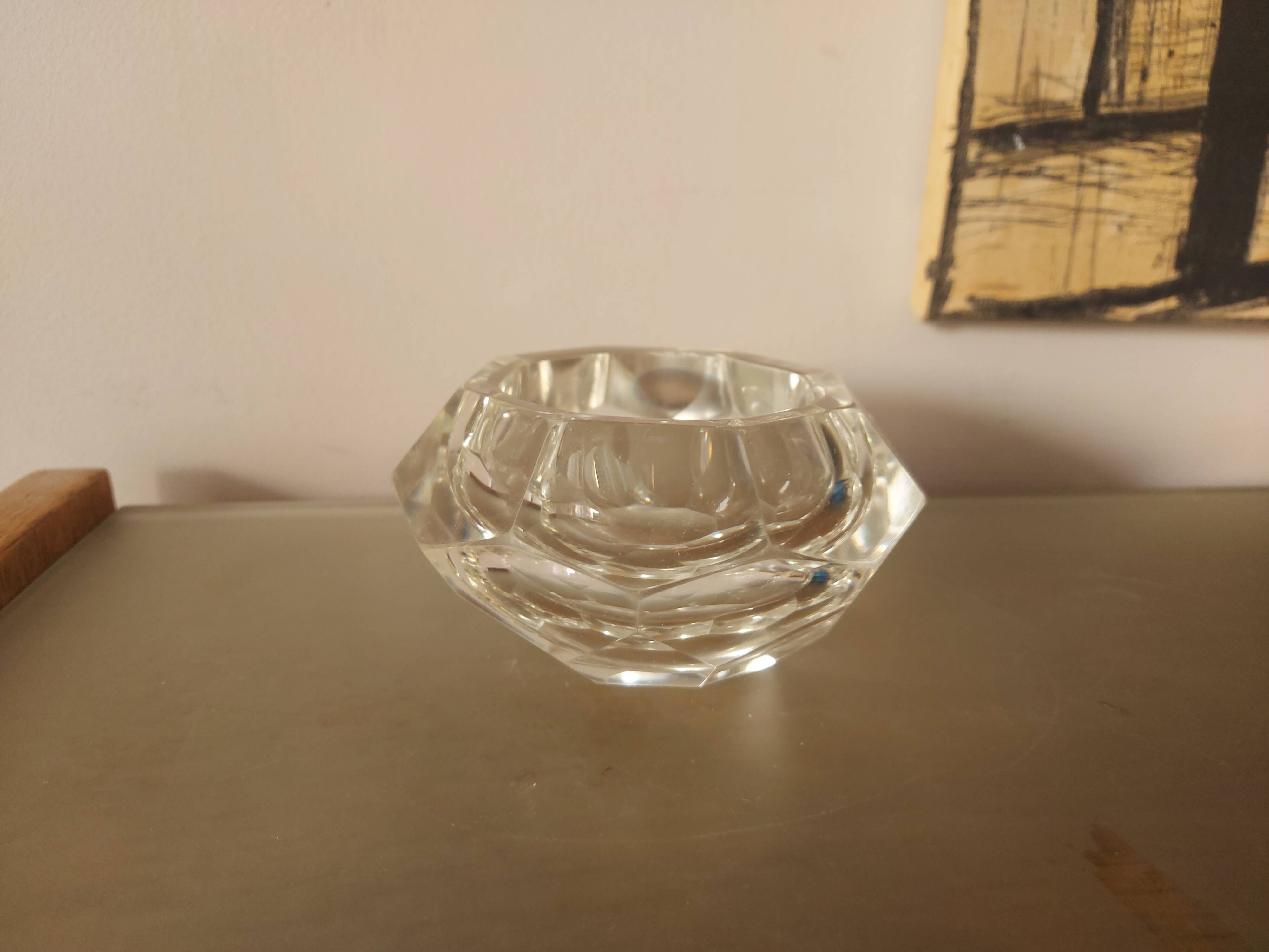 Vintage 70's faceted crystal ashtray