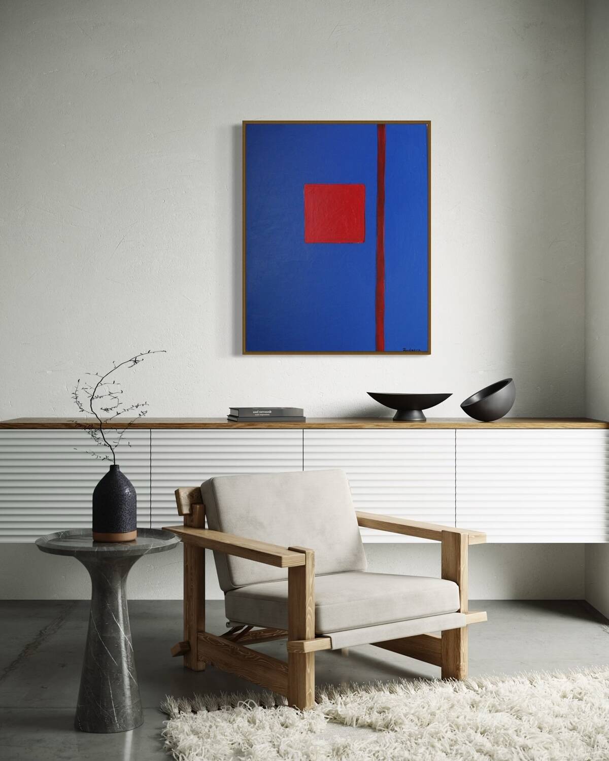That blue 100x80cm canvas signed.