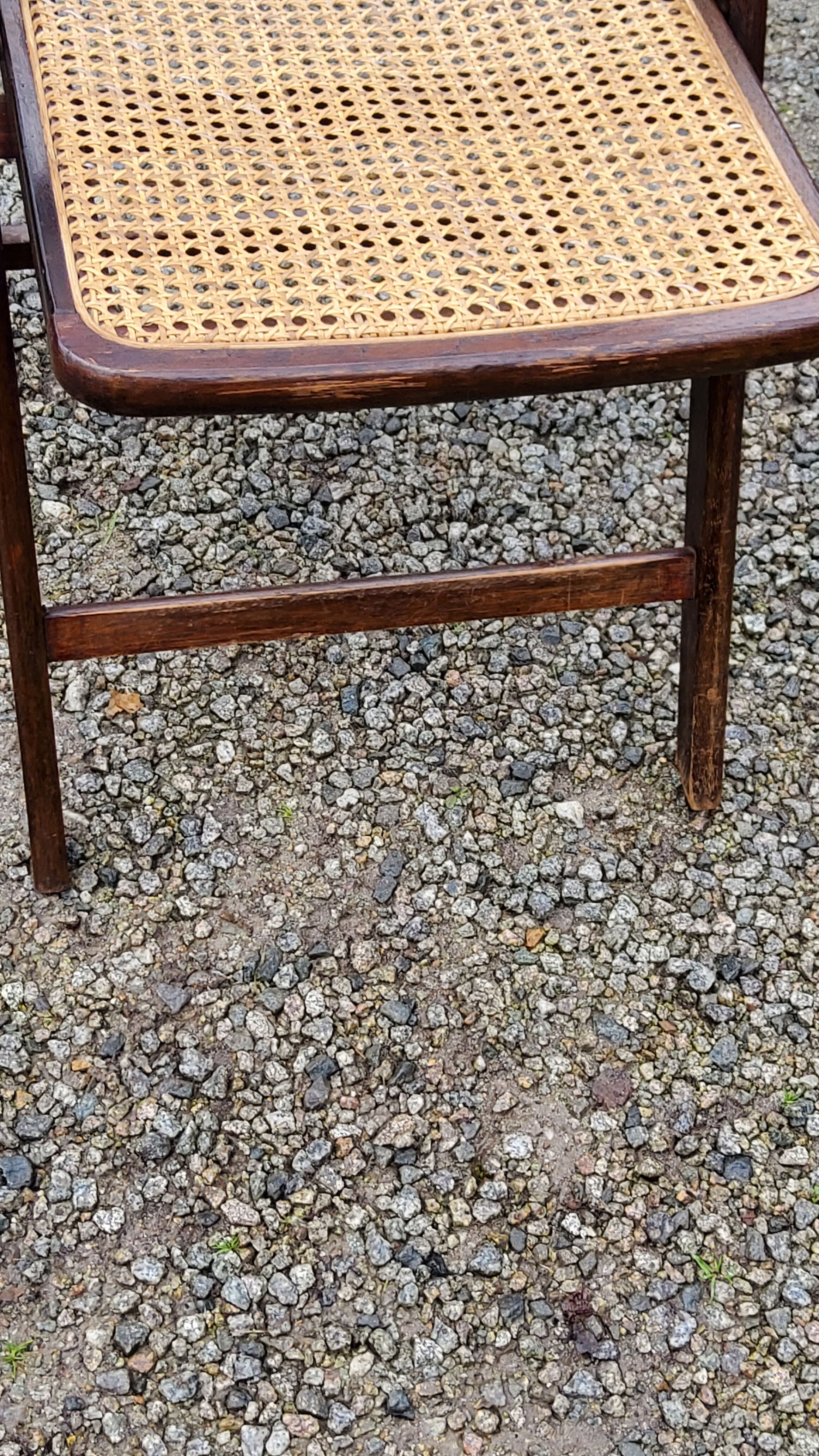 Set of 4 folding chairs wood and canning of the 70s