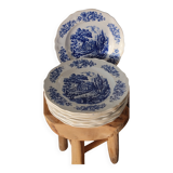 Vintage soup plates with blue decor