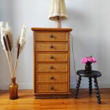 Vintage rattan rag chest of drawers