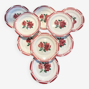 Set of 9 Digoin Sarreguemines dinner plates Cibon models