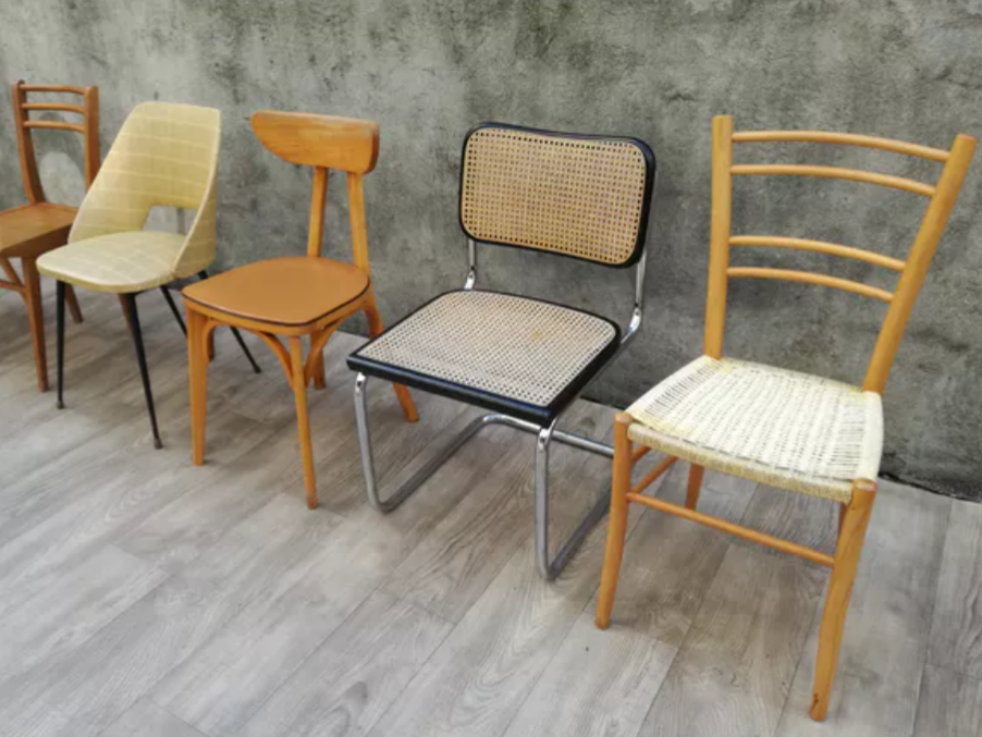 Lot de 6 chaises vintages depareillées