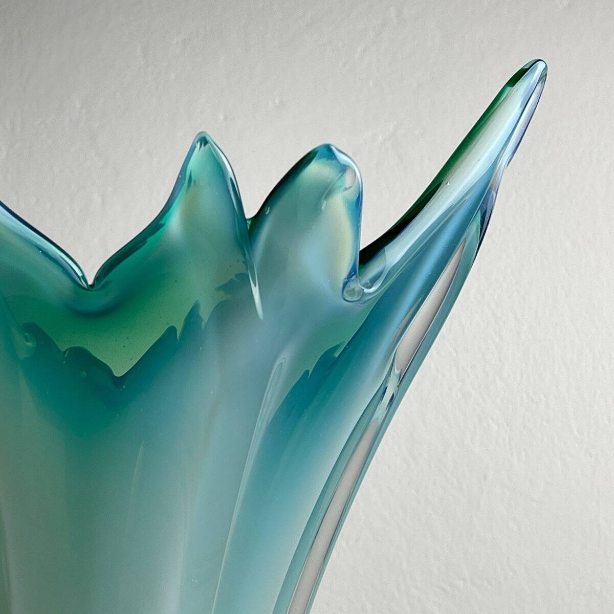 Vintage Murano Vase Grand Blue-Green, Italy, 1970s