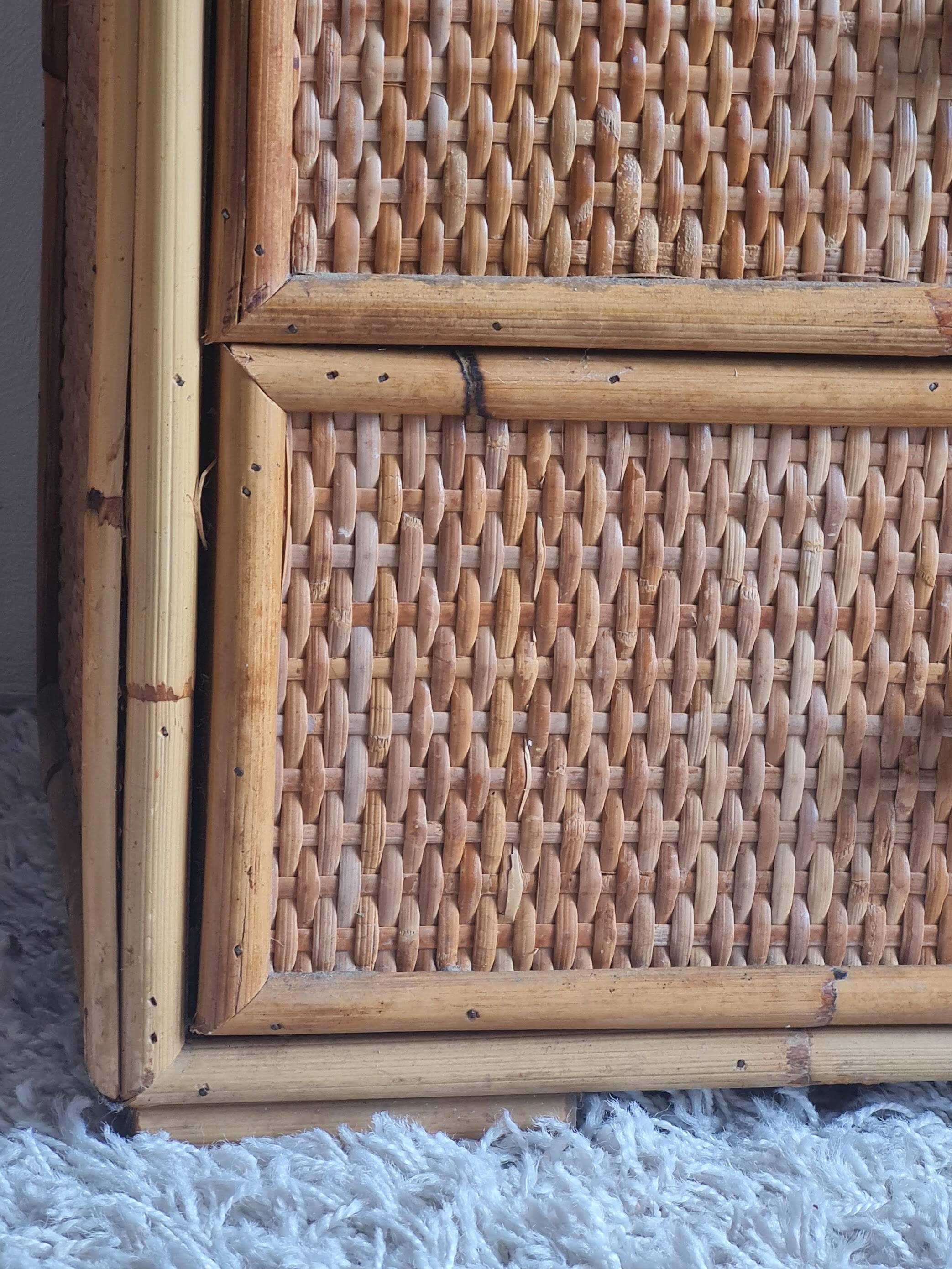 Pair of rattan bedside tables circa the 1970s.