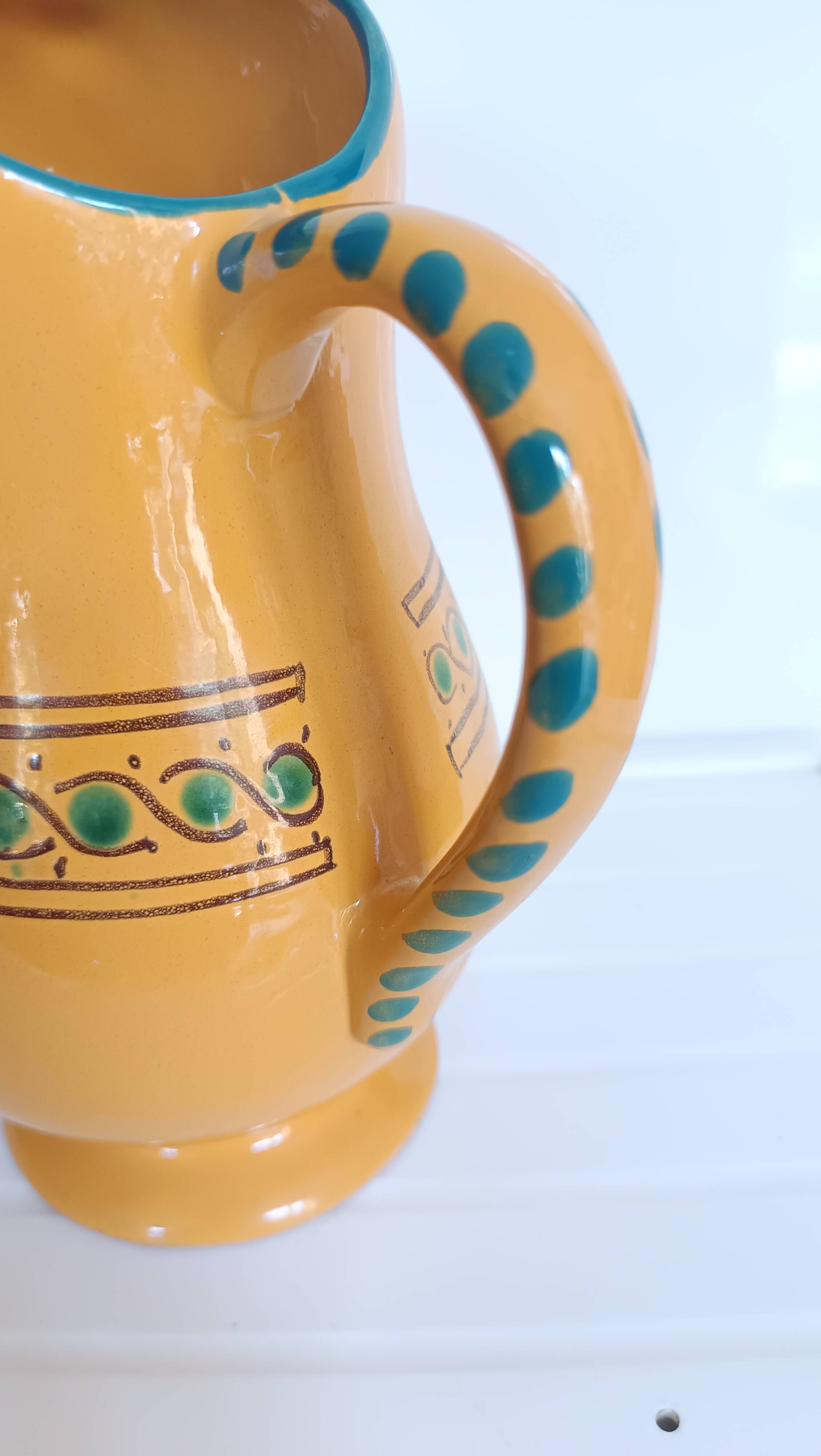 Large vintage ceramic cat pitcher – Hand Decor – French craftsmanship –