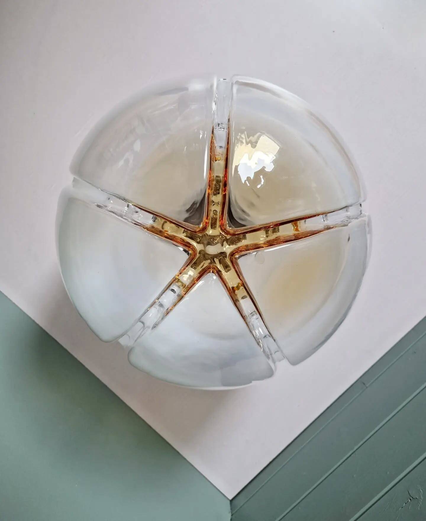 Large Murano glass ceiling light, Mazzega (Italy), 1970.