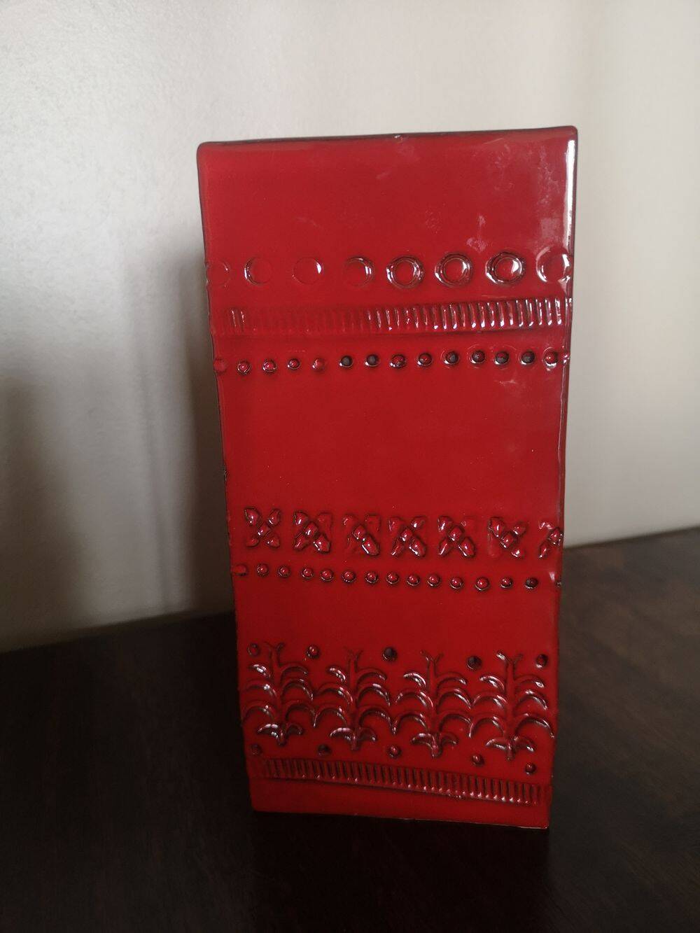 Red glazed ceramic vase - Aldo Londi for Bitossi - 1960s