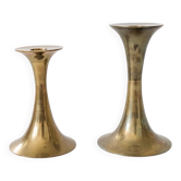 Paire de bougeoirs en laiton Midcentury, forme évasée
