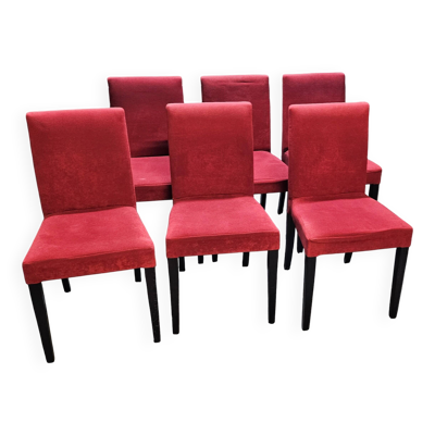 6 chaises en tissu rouge