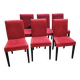 6 red fabric chairs