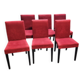 6 chaises en tissu rouge